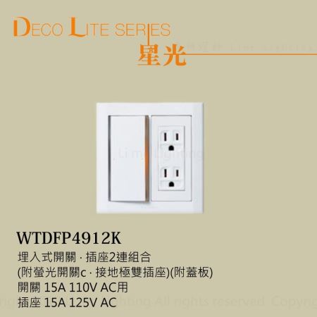 WTDFP4921K  國際牌 Panasonic 星光系列  埋入式開關 插座2連組合 接地 附螢光開關
