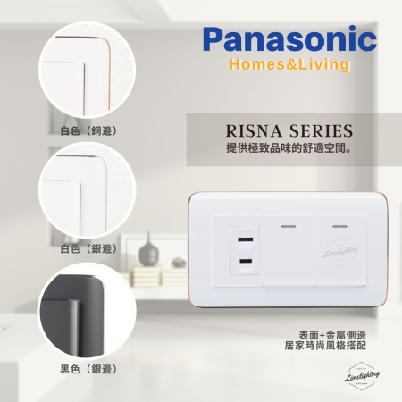 國際牌 Panasonic (RISNA) 埋入式開關插座組合(附螢光開關C 雙插座)(白色)